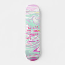 Skater Chick | Aquamarine und rosa Marmorpatronen