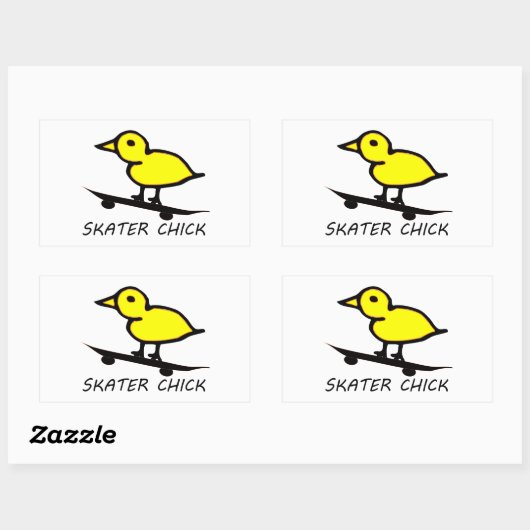 Skater Chick Rechteckiger Aufkleber (Blatt)