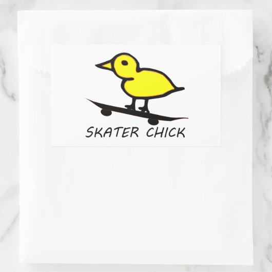 Skater Chick Rechteckiger Aufkleber (Tasche)