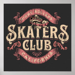Skater Club Not Kalifornien Emblem T - Shirt Poster