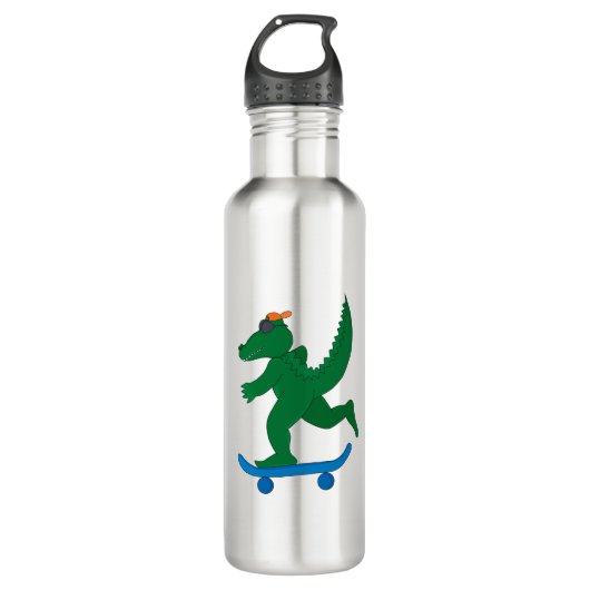 Skater Crocodile Edelstahlflasche (Vorderseite)