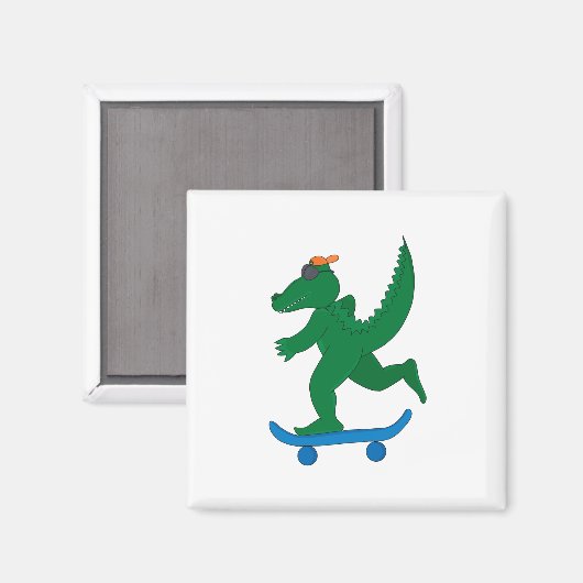 Skater Crocodile Magnet (Vorderseite/Rückseite)