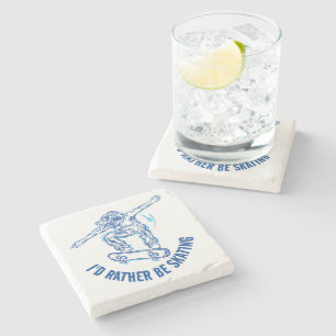 Skater, der mitten in der Luft fährt, statt Skaten Steinuntersetzer