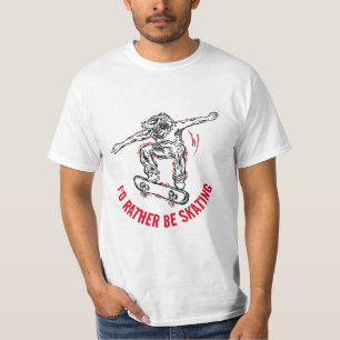 Skater, der mitten in der Luft fährt, statt Skaten T-Shirt