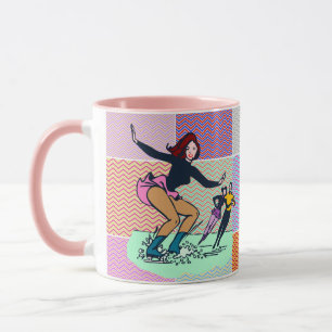 Skater der rosa Retro-Abbildung Tasse