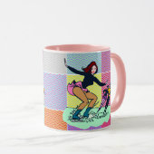 Skater der rosa Retro-Abbildung Tasse (VorderseiteRechts)