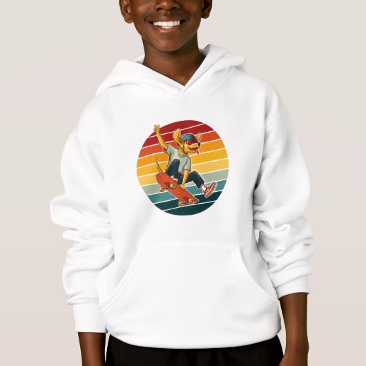 Skater Dog Retro Sunset Hoodie (Vorderseite)