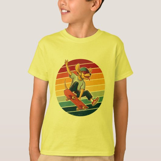 Skater Dog Retro Sunset T-Shirt (Vorderseite)