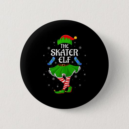 Skater Elf Christmas Family Girls Women Elf Squad Button (Vorderseite)