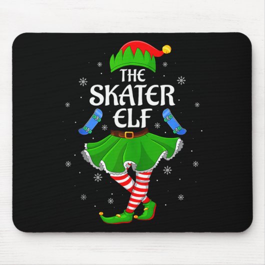 Skater Elf Christmas Family Girls Women Elf Squad  Mousepad (Vorne)