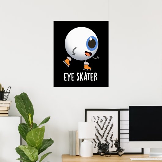 Skater Funny Ice Skaten Pun Dark BG Poster (Heimbüro)