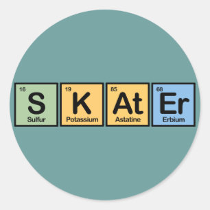Skater gemacht von den Elementen Runder Aufkleber
