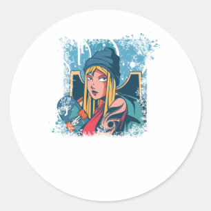 Skater Girl Anime Skateboard Frauen Geschenk Runder Aufkleber