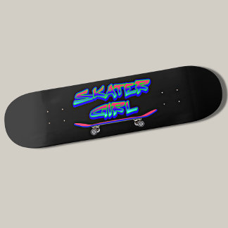 Skater Girl Blau Pink Graffiti Glow Skateboard
