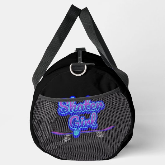 Skater Girl Blue Mauve Graffiti Skateboard Duffle Bag (Rechts)