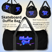 Skater Girl Blue Mauve Graffiti Skateboard Duffle Bag