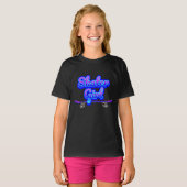 Skater Girl Blue Mauve Graffiti Skateboard T- T-Shirt (Vorne ganz)