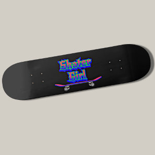 Skater Girl Blue Pink Graffiti Skateboard
