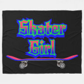 Skater Girl Blue Pink Graffiti Skateboard Fleecedecke (Vorderseite (Horizontal))