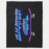 Skater Girl Blue Pink Graffiti Skateboard Fleecedecke (Vorderseite)