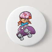 Skater Girl Fun Pink Helm Skateboard Button (Vorderseite)