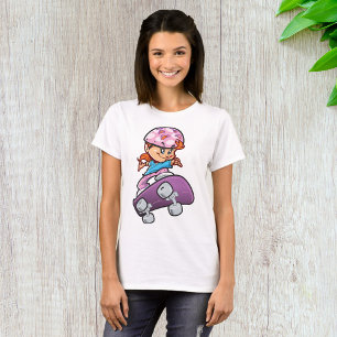 Skater Girl Fun Pink Helm Skateboard T-Shirt