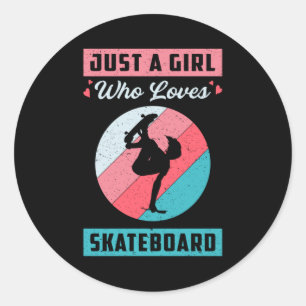 Skater Girl Girls Sk8 Skateboard Retro Geschenk üb Runder Aufkleber