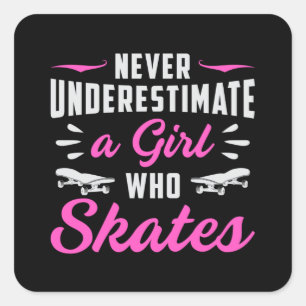 Skater Girl Girls Sk8 Skaten Skateboard Geschenk I Quadratischer Aufkleber