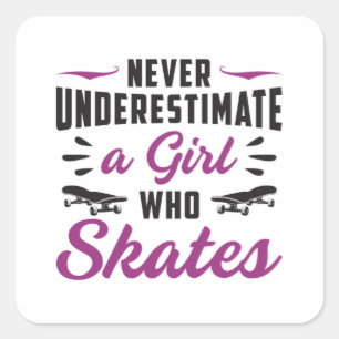 Skater Girl Girls Skaten Skateboard Funny Gift Quadratischer Aufkleber