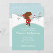 Skater Girl Ice Skaten Geburtstagsparty Einladung (Vorne/Hinten)