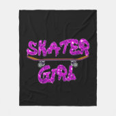 Skater Girl Lila Pink Skateboard Fleecedecke (Vorderseite)