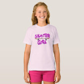Skater Girl Lila Pink Skateboard T-Shirt (Vorne ganz)