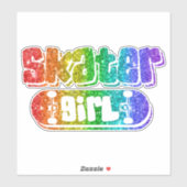 Skater Girl | Niedlich Rainbow Sparkle Glitzer Twe Aufkleber (Blatt)
