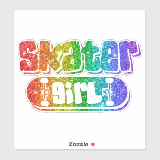 Skater Girl | Niedlich Rainbow Sparkle Glitzer Twe Aufkleber (Blatt)