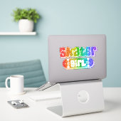 Skater Girl | Niedlich Rainbow Sparkle Glitzer Twe Aufkleber (Laptop auf Schreibtisch)