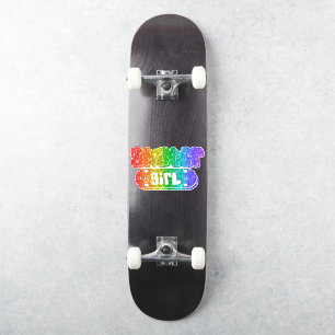 Skater Girl   Niedlich Rainbow Sparkle Glitzer Twe Aufkleber