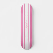 Skater Girl Pink White Racing Streifen Mit Monogra Skateboard (Vorne)