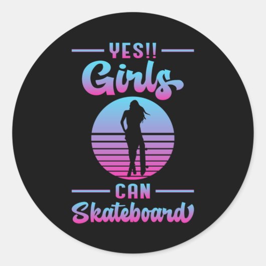 Skater Girl Sk8 Girls Skateboard Skaten Geschenk f Runder Aufkleber (Vorderseite)