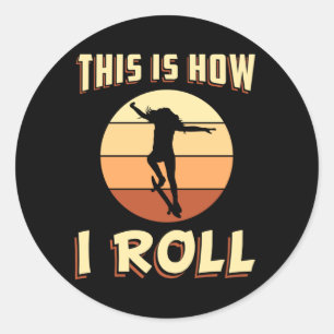 Skater Girl Sk8 Skateboard Skaten Retro Geschenk I Runder Aufkleber