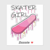 Skater Girl Skateboard 4" Kiss Cut Vinyl Sticker (Blatt)