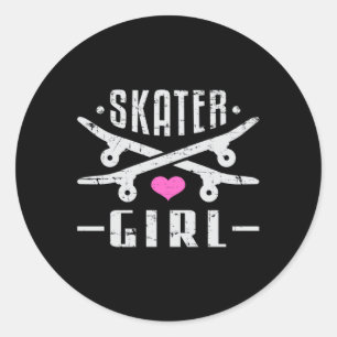 Skater Girl Skateboard Skaten Sk8 Skate Geschenk I Runder Aufkleber