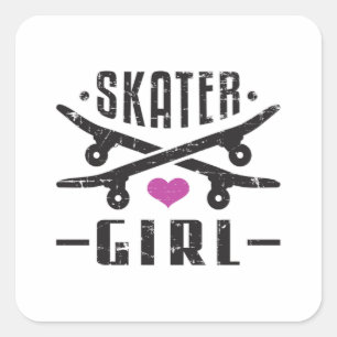 Skater Girl Skateboard Skaten Sk8 Skate Geschenk Quadratischer Aufkleber