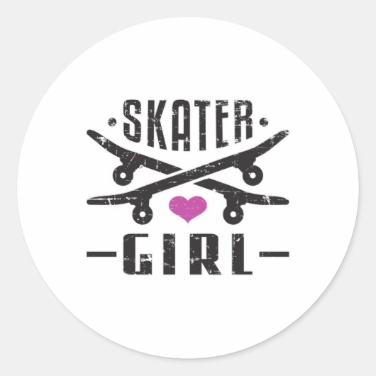 Skater Girl Skateboard Skaten Sk8 Skate Geschenk Runder Aufkleber (Vorderseite)