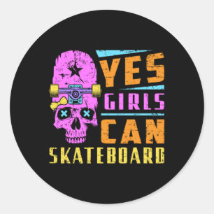 Skater Girl Skateboard Skaten Skate Sk8 Geschenkid Runder Aufkleber