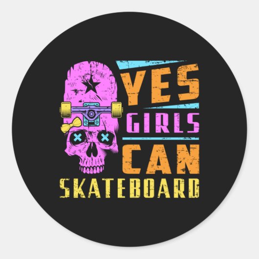 Skater Girl Skateboard Skaten Skate Sk8 Geschenkid Runder Aufkleber (Vorderseite)