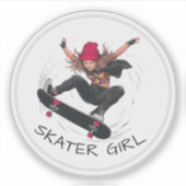 Skater Girl Skateboarding Aufkleber (Vorderseite)