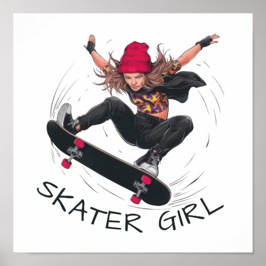 Skater Girl Skateboarding Poster (Vorne)