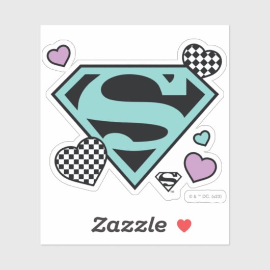 Skater Girl Supergirl Herz S Schild Aufkleber (Blatt)