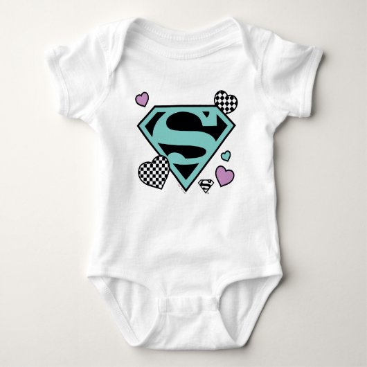 Skater Girl Supergirl Herz S Schild Baby Strampler (Vorderseite)