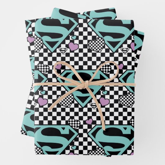 Skater Girl Supergirl Herz S Schild Geschenkpapier Set (Beispiel)